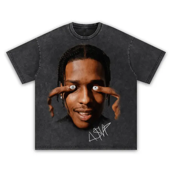 Retro Black x Asap Rocky 'Hands Over Eyes' Vintage Acid Wash Tee