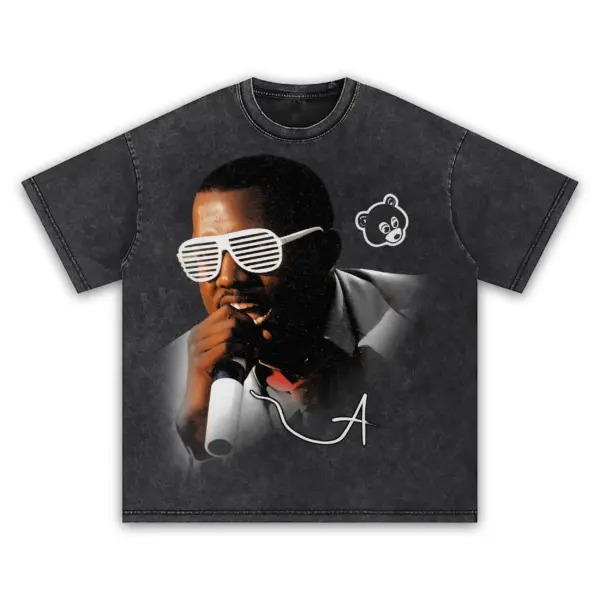 Retro Black x Kanye West 'Shades White' Vintage Acid Wash Tee