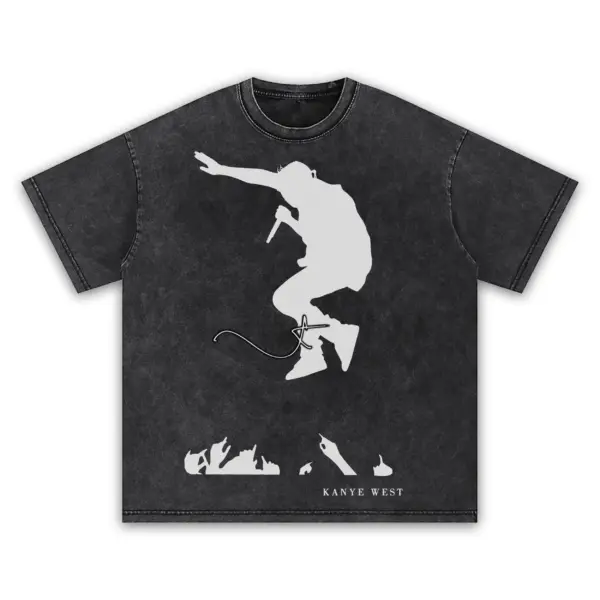 Retro Black x Kanye West 'Silhouette Jump' Vintage Acid Wash Tee