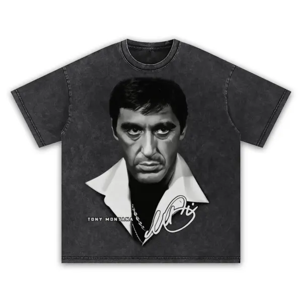 Retro Black x Tony Montana 'Sketch' Vintage Acid Wash Tee