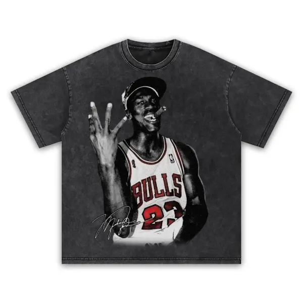 Retro Black x Michael Jordan 'Three Fingers' Vintage Acid Wash Tee