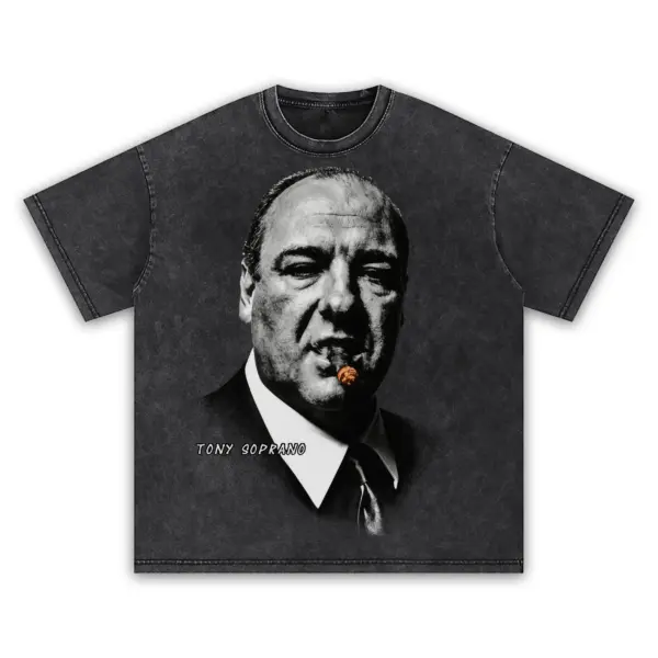 Retro Black x Tony Soprano 'Cigar' Vintage Acid Wash Tee