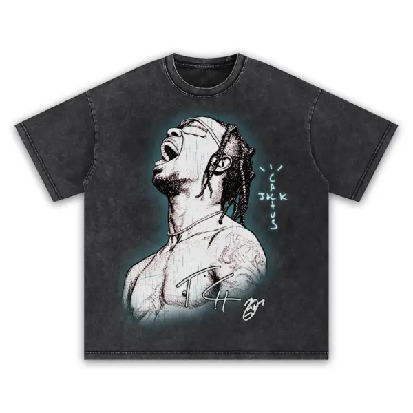 Retro Black x Travis Scott 'Head Held Back' Vintage Acid Wash Tee