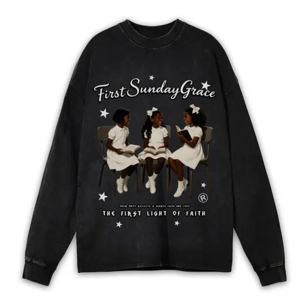Retro Black x First Sunday Grace Vintage Acid Wash Long Sleeve