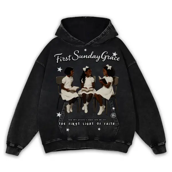 Retro Black x First Sunday Grace Vintage Acid Wash Hoodie - Black