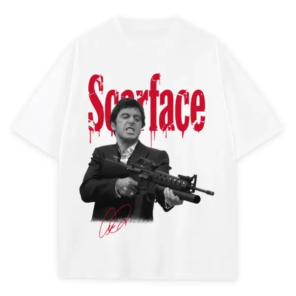 Retro Red x Scarface 'Machine Gun' Heavyweight Tee - White