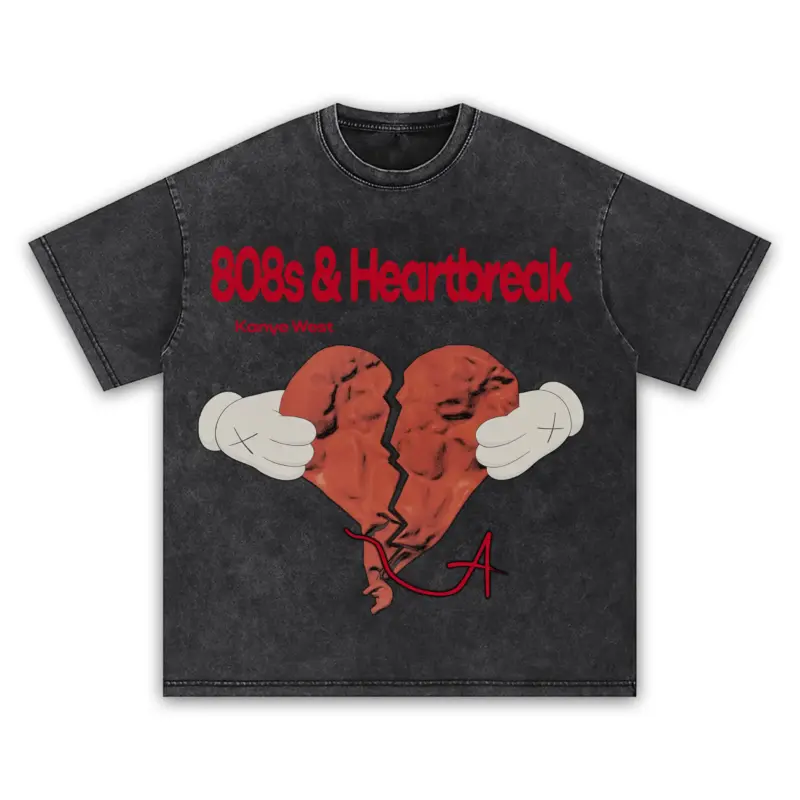 Retro Red x Kanye West '808s Heartbreak' Vintage Acid Wash Tee