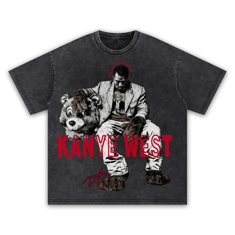 Retro Red x Kanye West 'Riding Bear' Vintage Acid Wash Tee