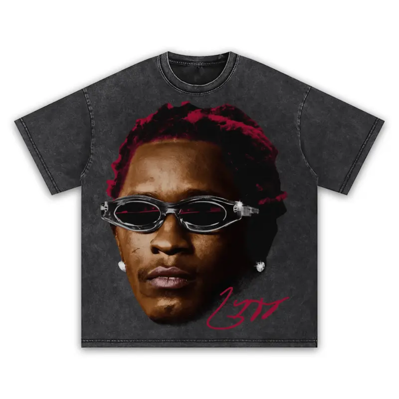 Retro Red x Young Thug 'Spider Shades' Vintage Acid Wash Tee