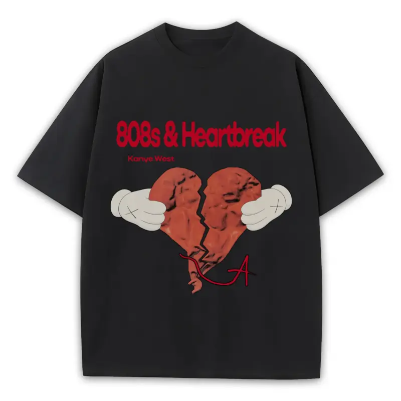 Retro Red x Kanye West '808s Heartbreak' Heavyweight Tee - Black