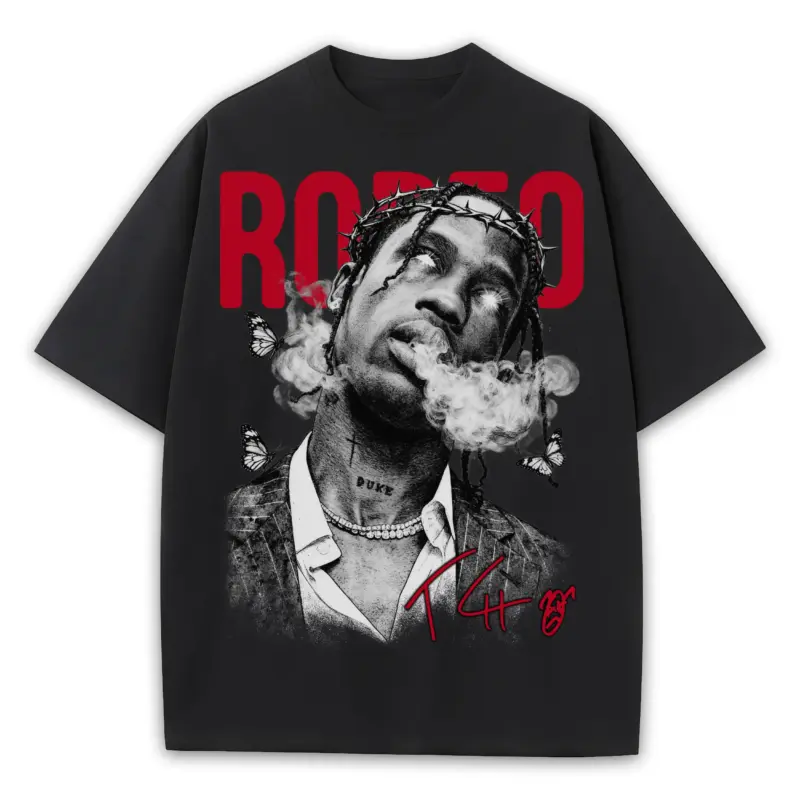 Retro Red x Travis Scott 'Rodeo Smoke' Heavyweight Tee - Black