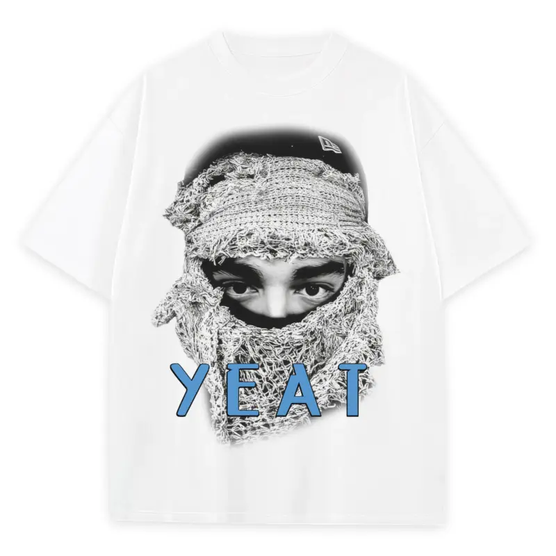 University Blue x Yeat 'Ski Mask' Heavyweight Tee - White