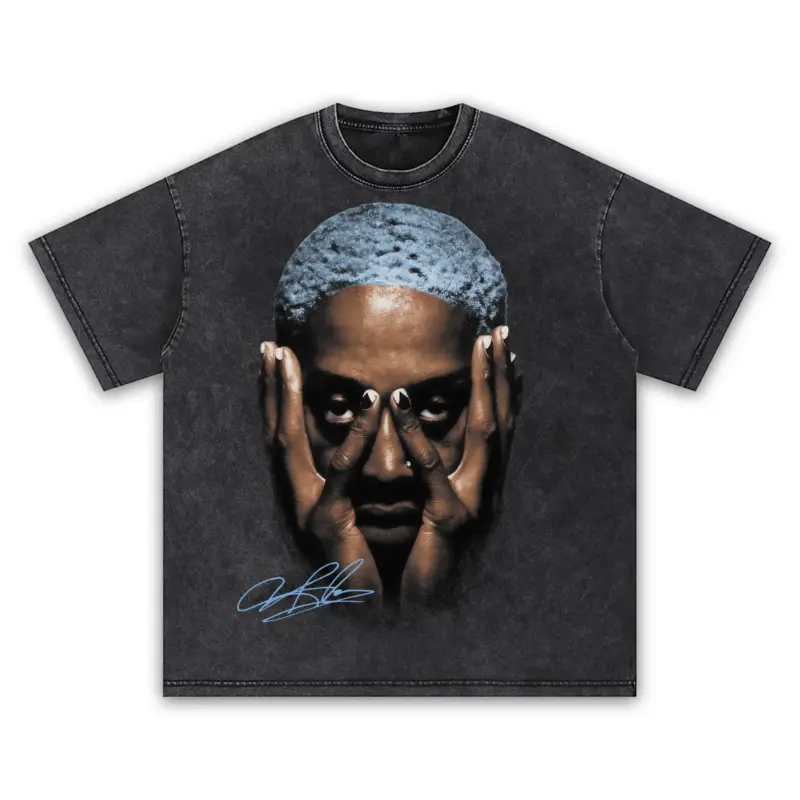 University Blue x Dennis Rodman 'Hands Over Head' Vintage Acid Wash Tee