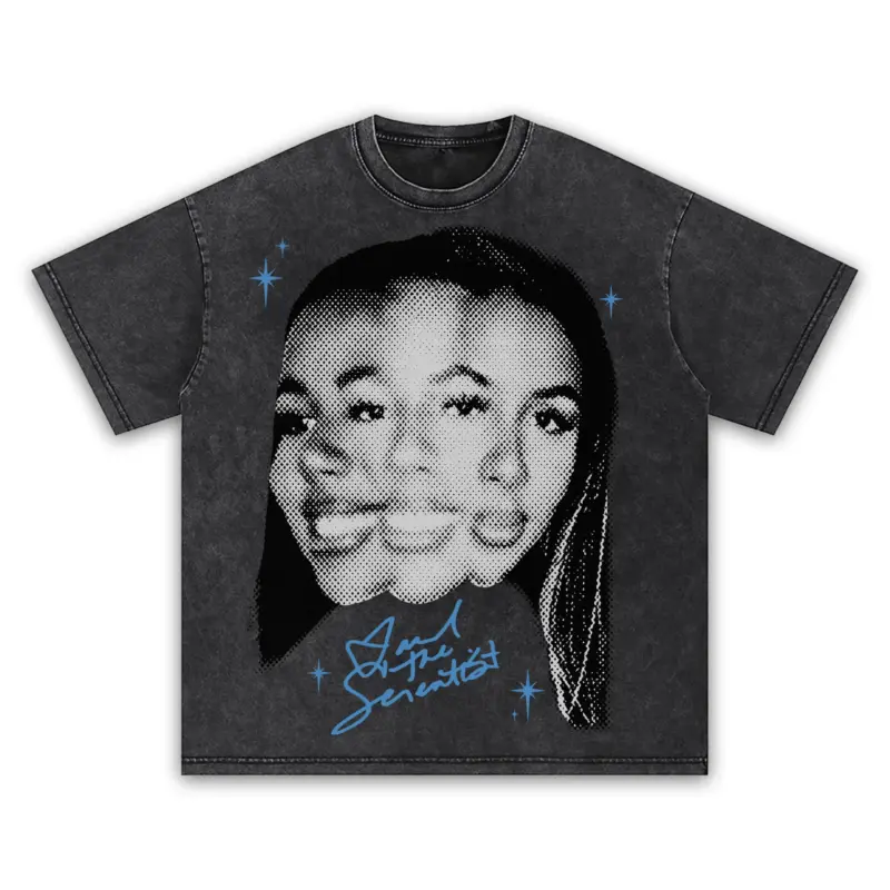 University Blue x Mariah The Scientist 'Glitch Effect' Vintage Acid Wash Tee