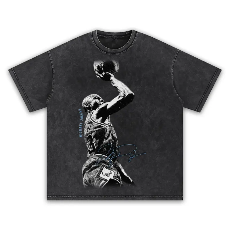 University Blue x Michael Jordan 'Jump Shot' Vintage Acid Wash Tee