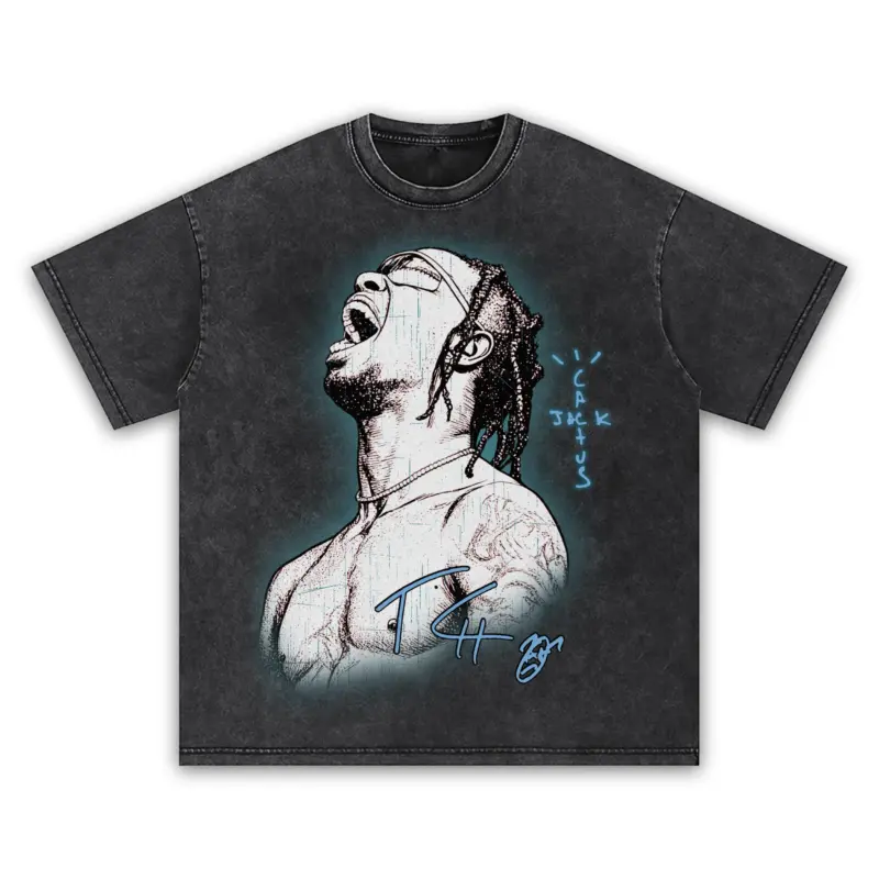 University Blue x Travis Scott 'Head Held Back' Vintage Acid Wash Tee