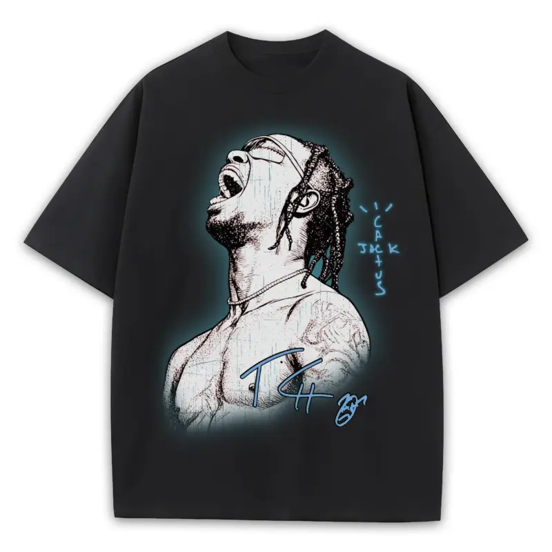University Blue x Travis Scott 'Head Held Back' Heavyweight Tee - Black