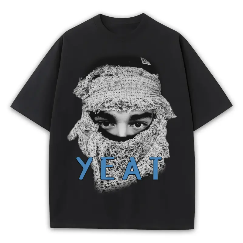 University Blue x Yeat 'Ski Mask' Heavyweight Tee - Black