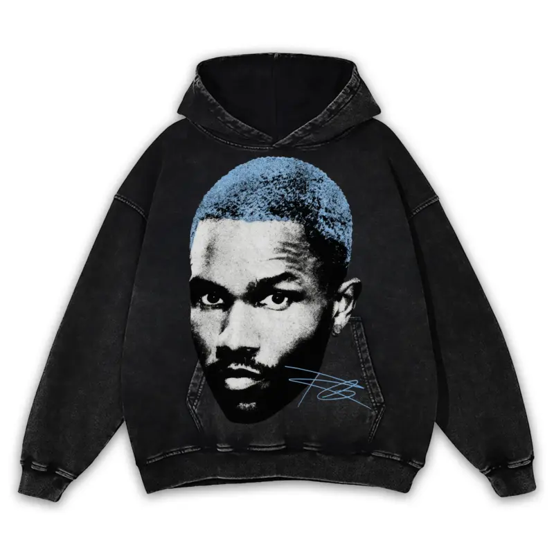 University Blue x Frank Ocean 'Black And White' Vintage Acid Wash Hoodie - Black