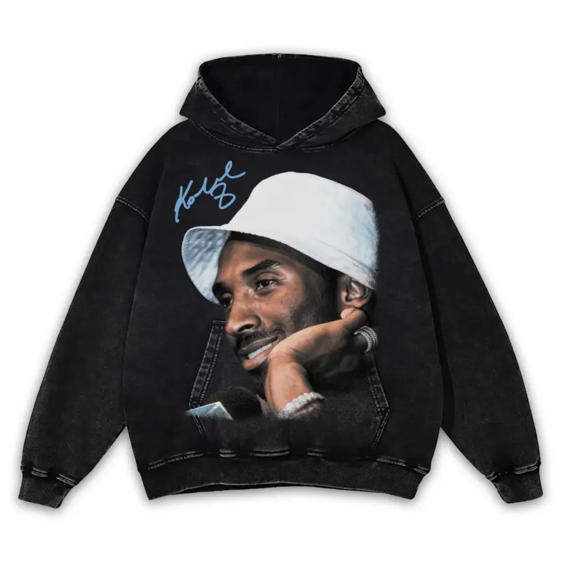 University Blue x Kobe Bryant 'Bucket Hat' Vintage Acid Wash Hoodie - Black