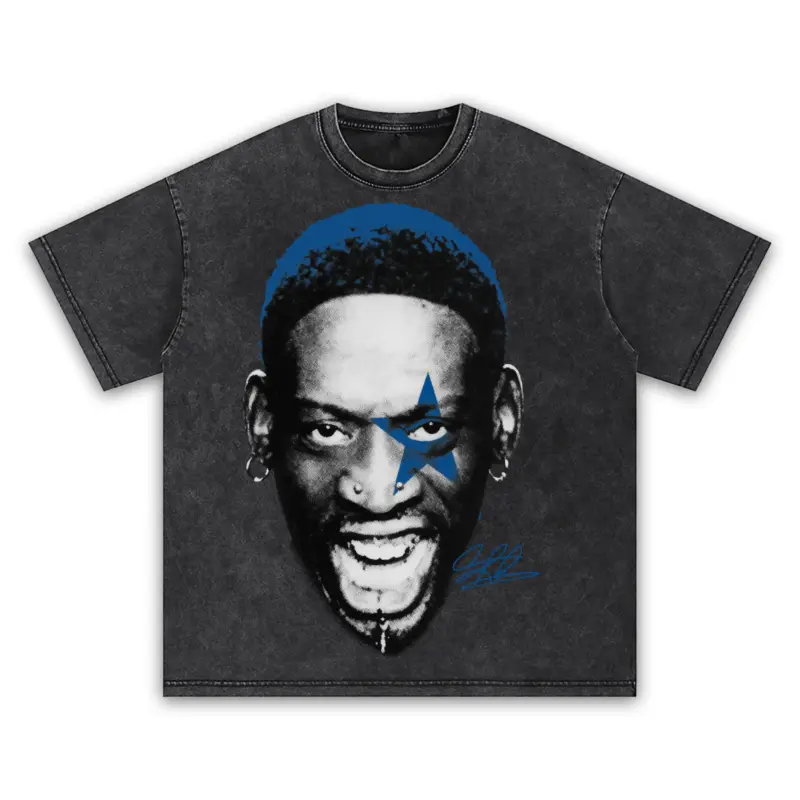 Retro Royal x Dennis Rodman 'Yelling' Vintage Acid Wash Tee