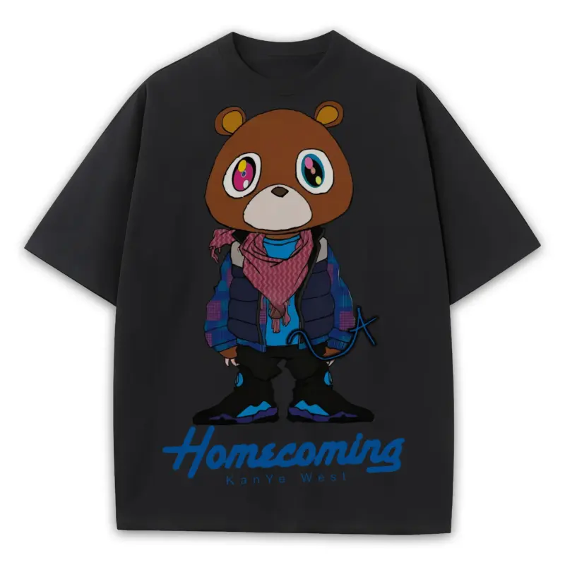 Retro Royal x Kanye West 'Homecoming Bear' Heavyweight Tee - Black