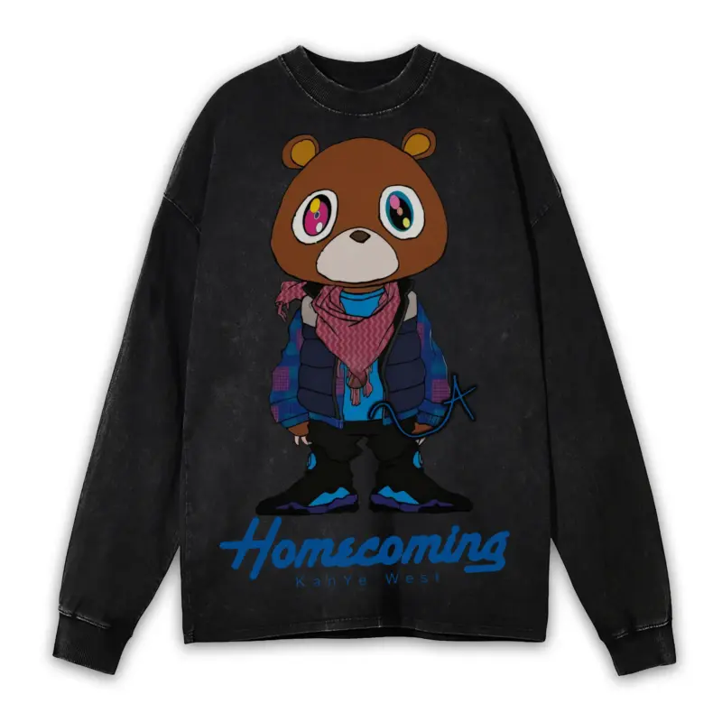 Retro Royal x Kanye West 'Homecoming Bear' Vintage Acid Wash Long Sleeve