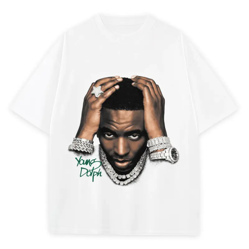 Pine Green x Young Dolph 'Portrait' Heavyweight Tee - White