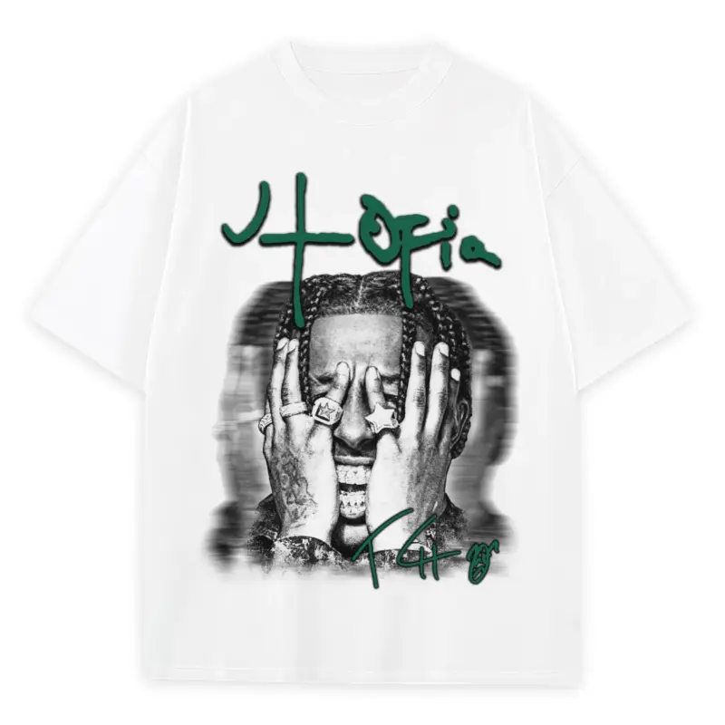 Pine Green x Travis Scott 'Utopia Head Grab' Heavyweight Tee - White