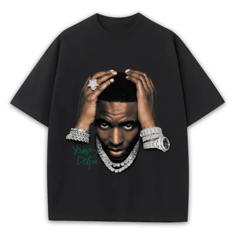 Pine Green x Young Dolph 'Portrait' Heavyweight Tee - Black