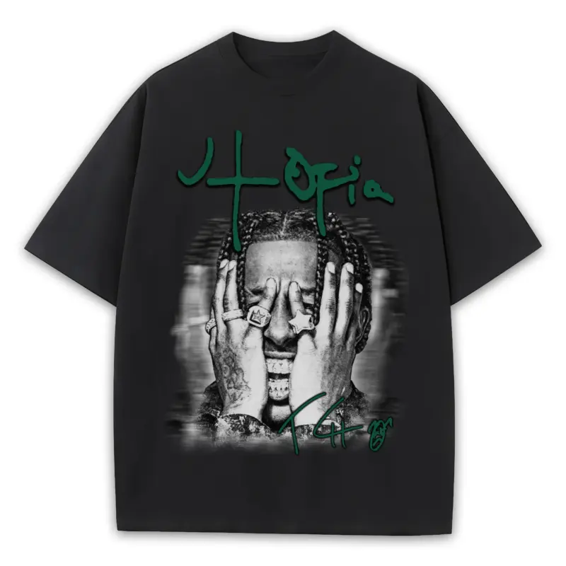 Pine Green x Travis Scott 'Utopia Head Grab' Heavyweight Tee - Black