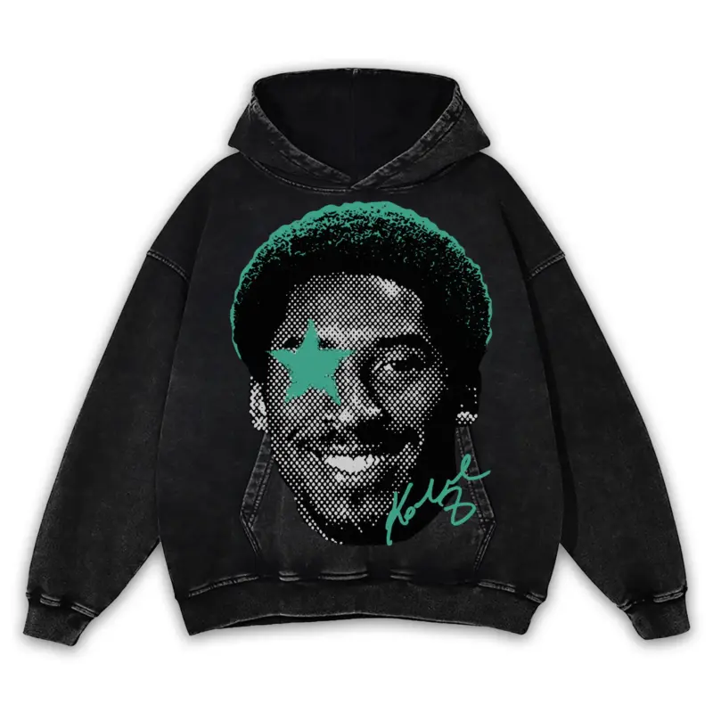 Pine Green x Kobe Bryant 'Afro Dot' Vintage Acid Wash Hoodie - Black
