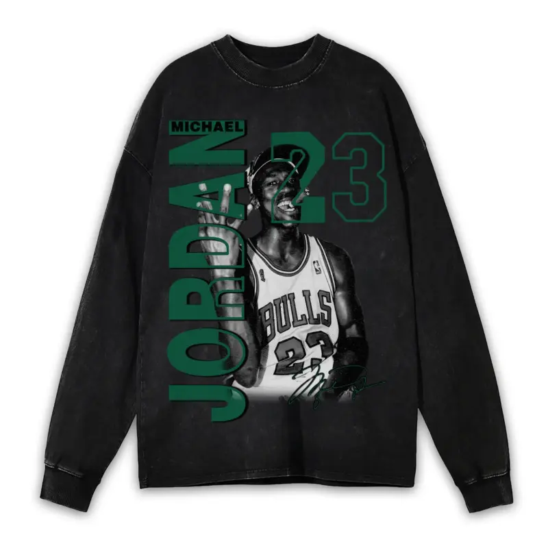 Pine Green x Michael Jordan 'Trophy Cigar' Vintage Acid Wash Long Sleeve