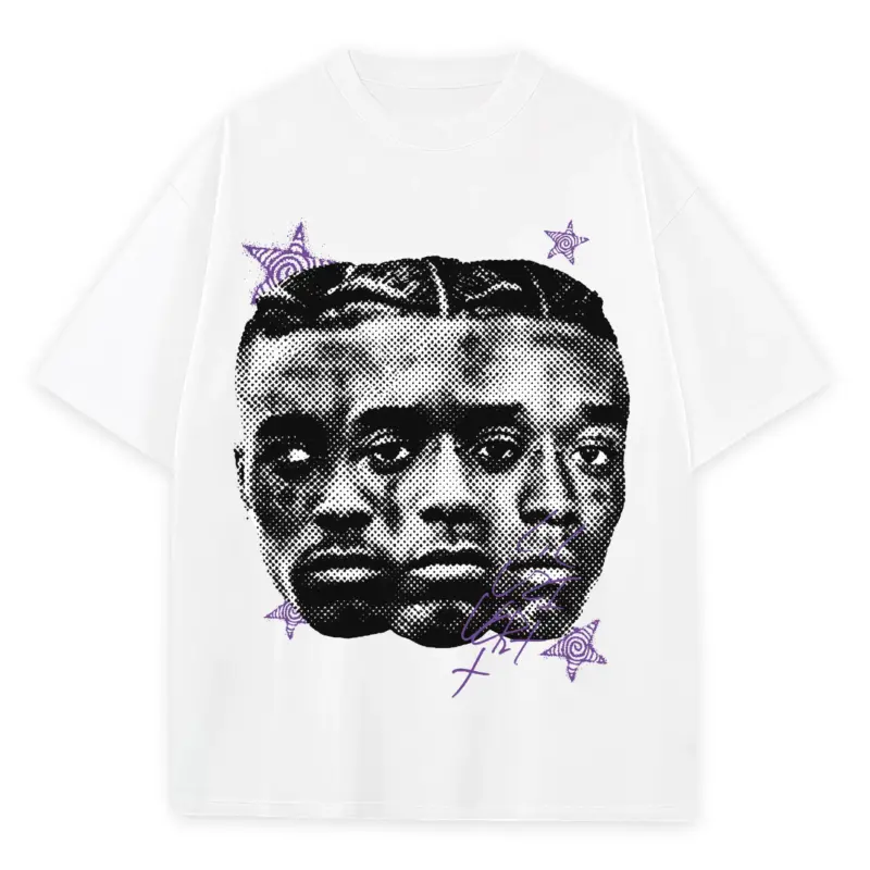 Retro Purple x Lil Uzi Vert 'Triple Face' Heavyweight Tee - White