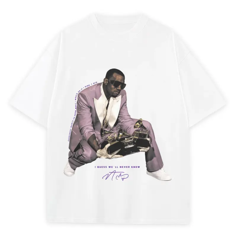 Retro Purple x Kanye West 'Pink Suit' Heavyweight Tee - White