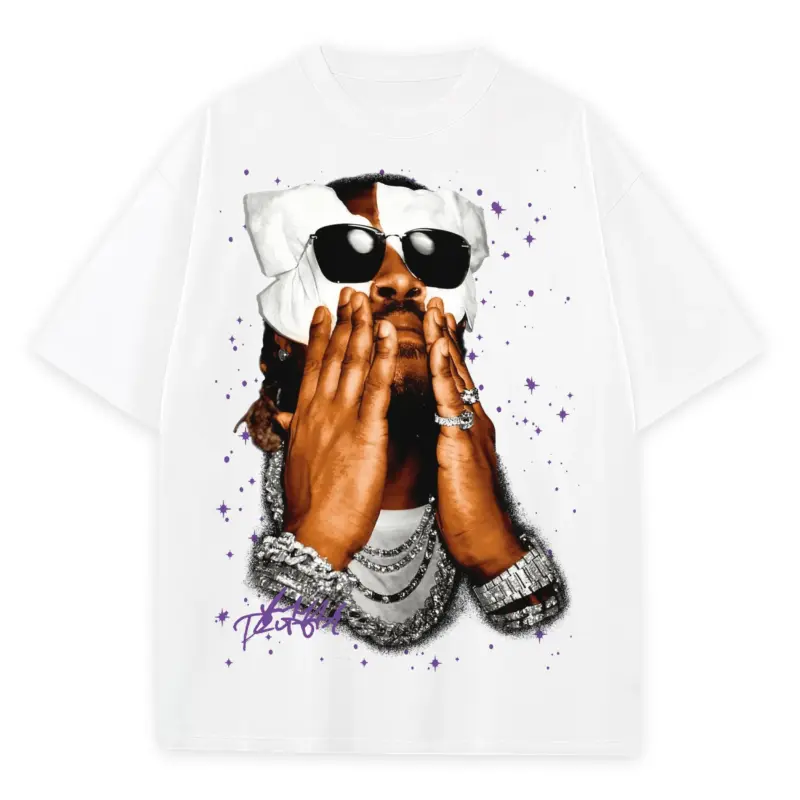 Retro Purple x Future 'Wrapped Face' Heavyweight Tee - White