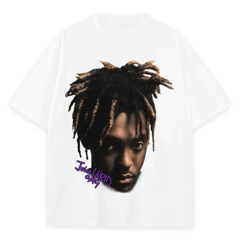 Retro Purple x Juice Wrld 'Portrait' Heavyweight Tee - White