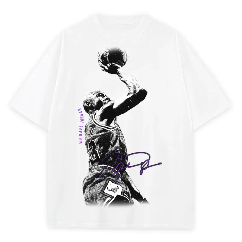 Retro Purple x Michael Jordan 'Jump Shot' Heavyweight Tee - White