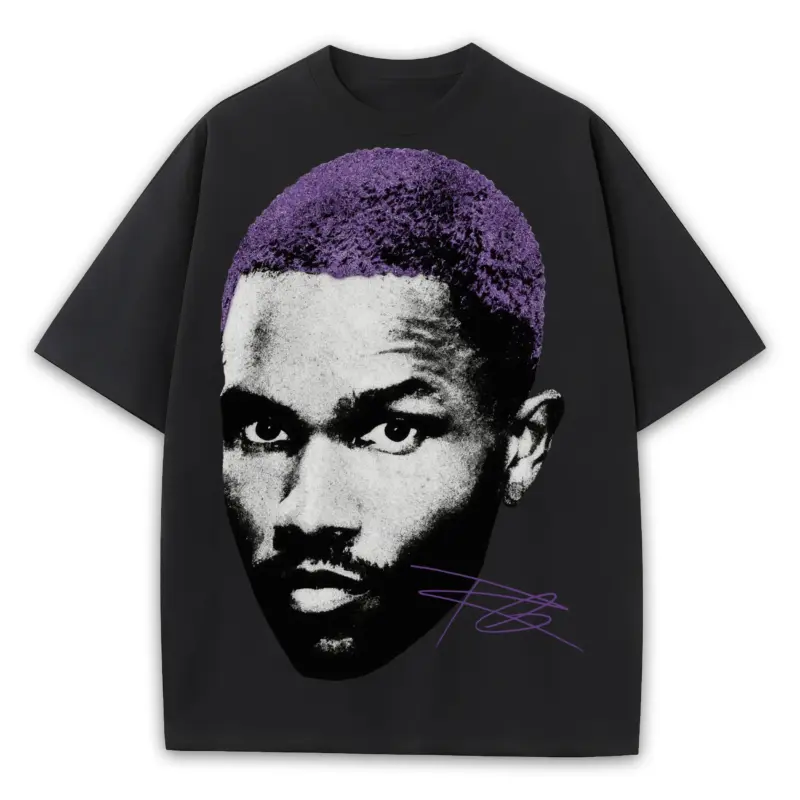 Retro Purple x Frank Ocean 'Black And White' Heavyweight Tee - Black