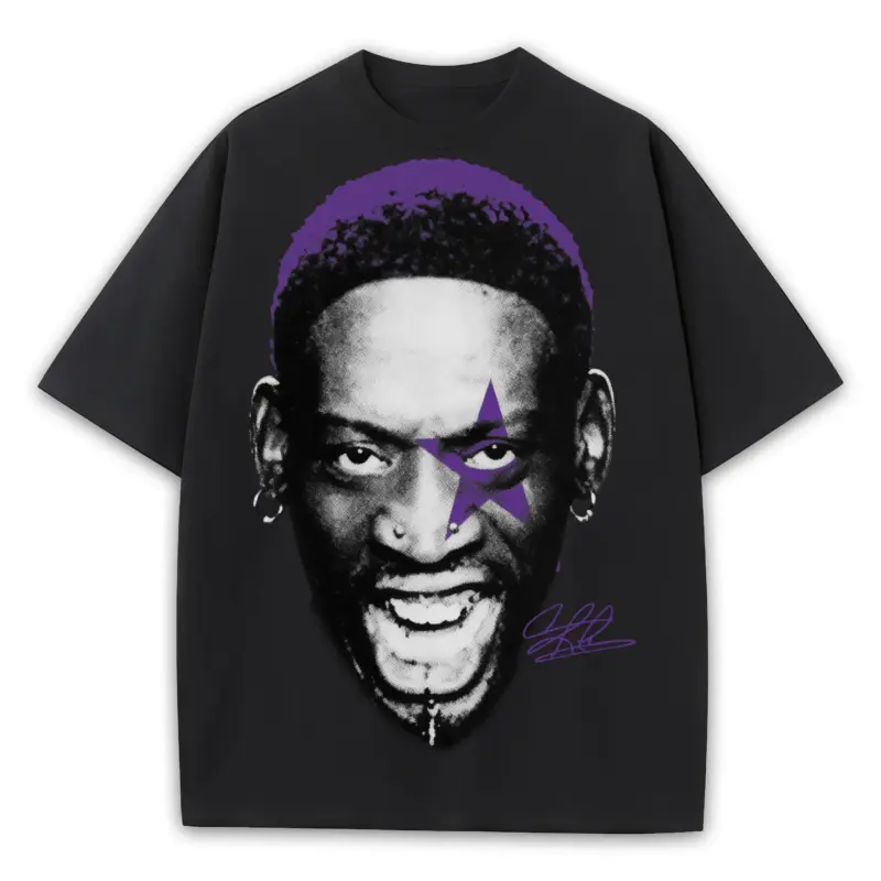 Retro Purple x Dennis Rodman 'Yelling' Heavyweight Tee - Black