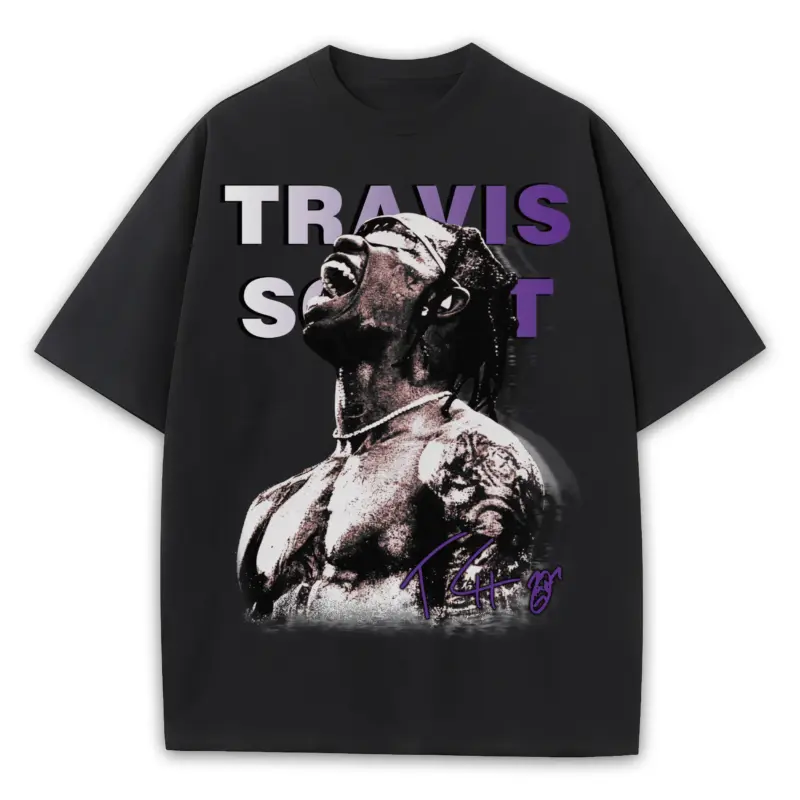 Retro Purple x Travis Scott 'Muscled Upper' Heavyweight Tee - Black