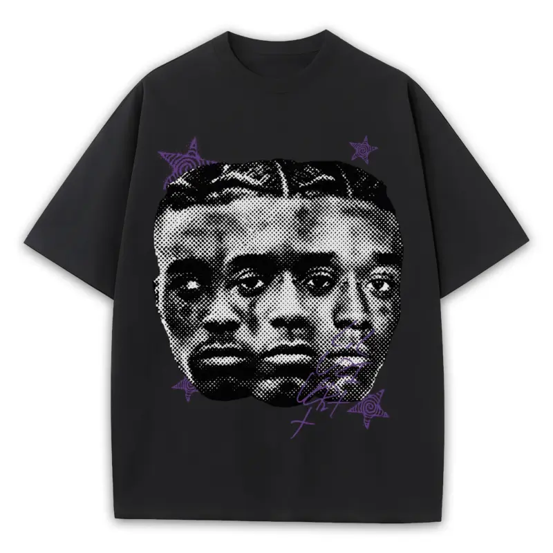 Retro Purple x Lil Uzi Vert 'Triple Face' Heavyweight Tee - Black