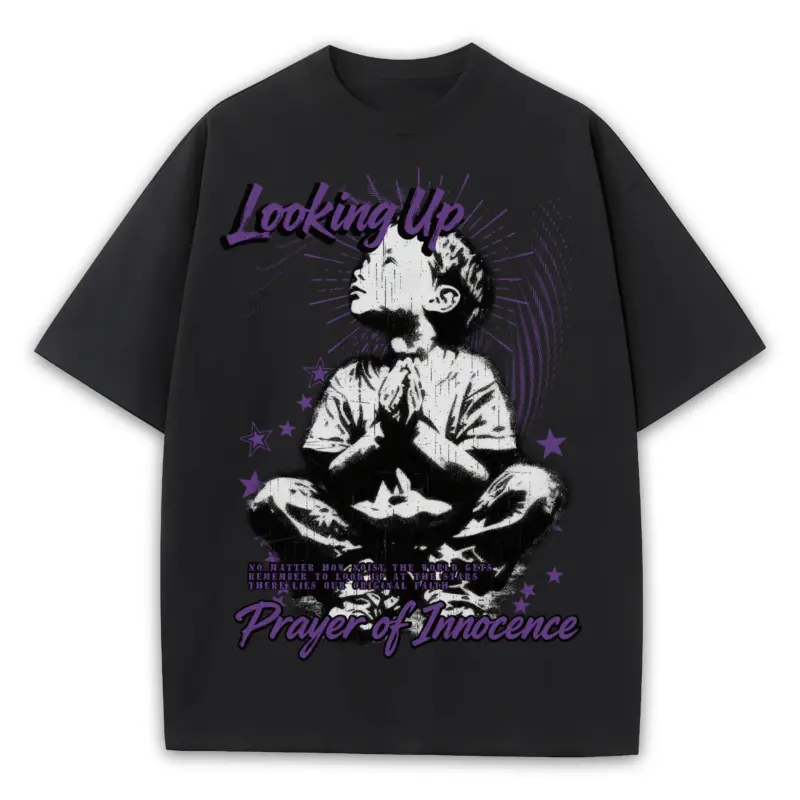 Retro Purple x Prayer of Innocence Heavyweight Tee - Black