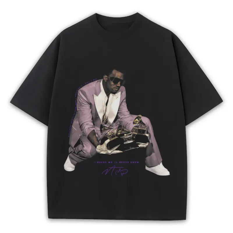 Retro Purple x Kanye West 'Pink Suit' Heavyweight Tee - Black