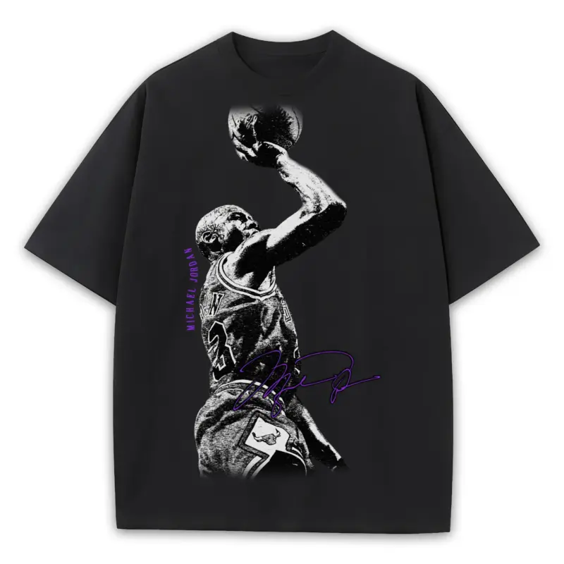 Retro Purple x Michael Jordan 'Jump Shot' Heavyweight Tee - Black