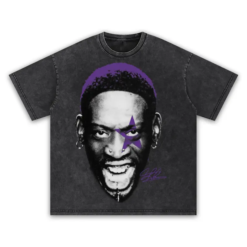Retro Purple x Dennis Rodman 'Yelling' Vintage Acid Wash Tee