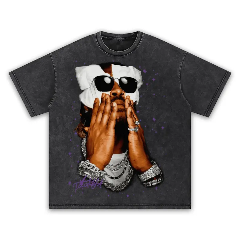 Retro Purple x Future 'Wrapped Face' Vintage Acid Wash Tee