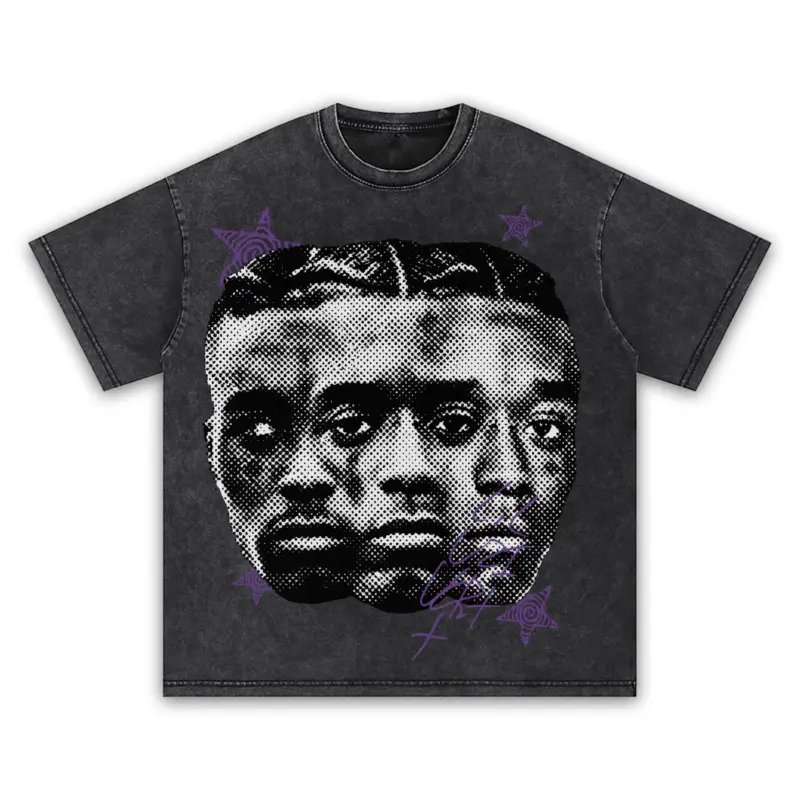 Retro Purple x Lil Uzi Vert 'Triple Face' Vintage Acid Wash Tee