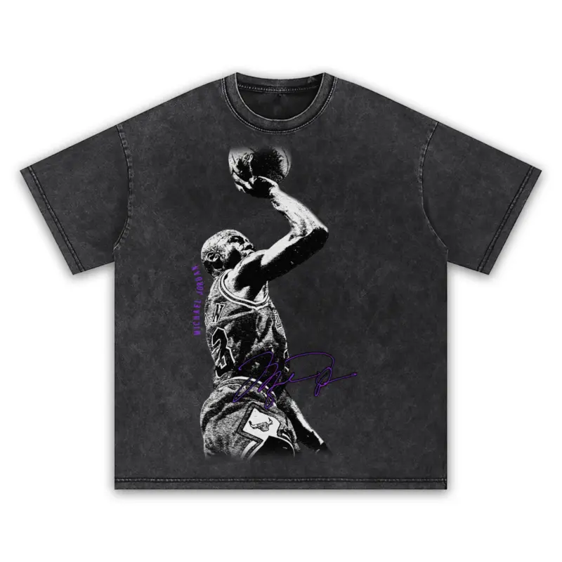 Retro Purple x Michael Jordan 'Jump Shot' Vintage Acid Wash Tee