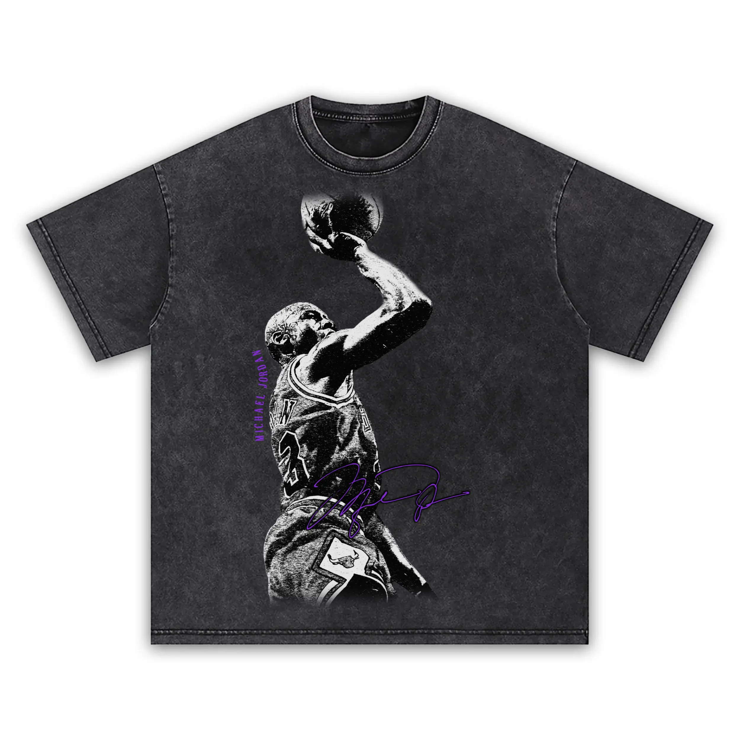 Retro Purple x Michael Jordan 'Jump Shot' Vintage Acid Wash Tee